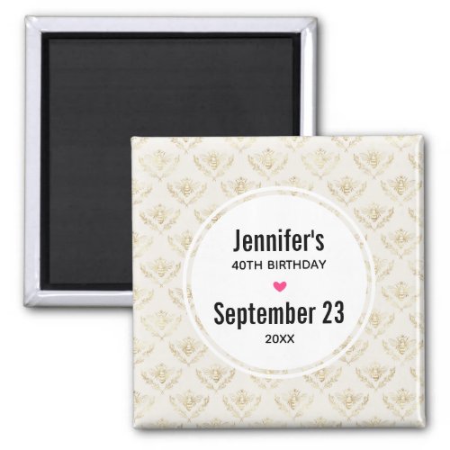 Gold Bumble Bee with a Crown Pattern Save the Date Magnet