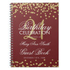 Gold Burgundy 21st Birthday Guest Book Confetti