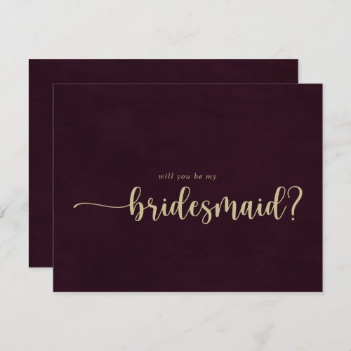 Gold Burgundy Bridesmaid Proposal Note Card