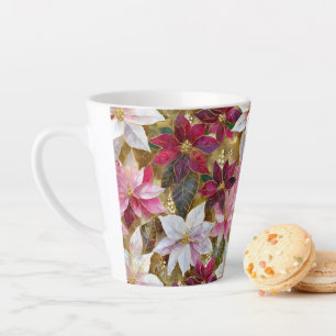 Gold Burgundy Bronze Pink Red White Poinsettia Latte Mug