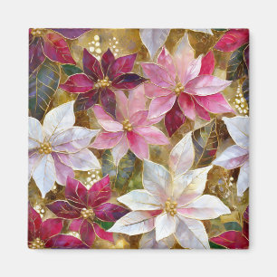 Gold Burgundy Bronze Pink Red White Poinsettia Magnet