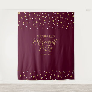 Gold & Burgundy Confetti Retirement Party Backdrop