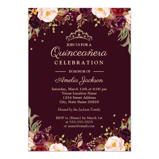 Burgundy Quinceanera Invitations 6