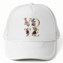 Gold Burgundy Floral Elegant Feminine Go Vote Trucker Hat