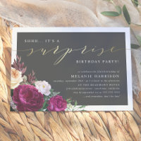 Gold & Burgundy Floral Surprise Birthday Party