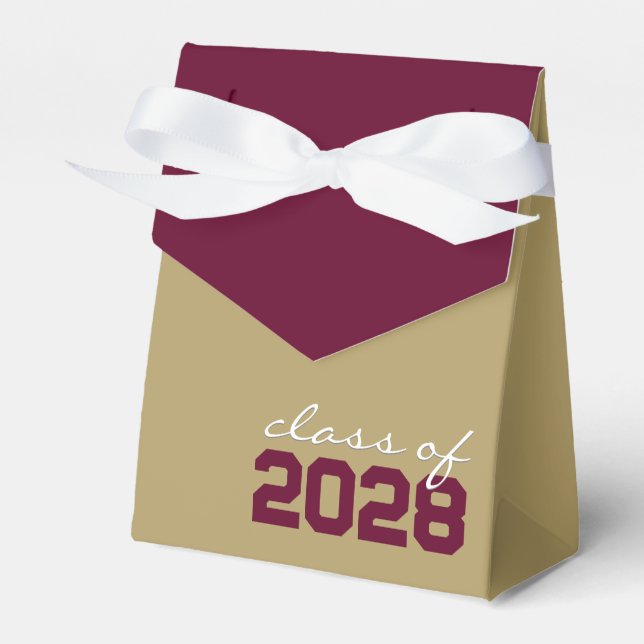 Gold & Burgundy Graduation Favor Boxes (Front Side)