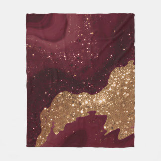 Gold Burgundy Luxury Modern Collection Fleece Blanket