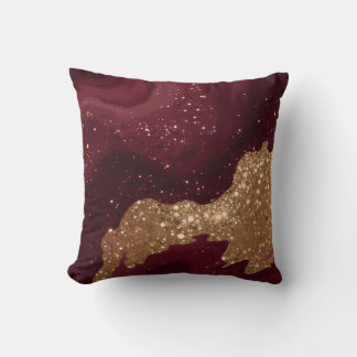 Gold Burgundy Luxury Modern Collection Throw Pillow
