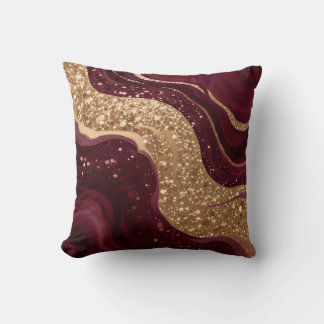 Gold Burgundy Luxury Popular Collection Throw Pillow