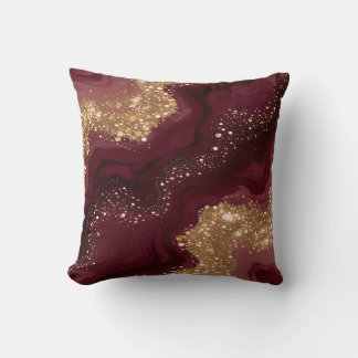 Gold Burgundy Luxury Trendy Collection Throw Pillow