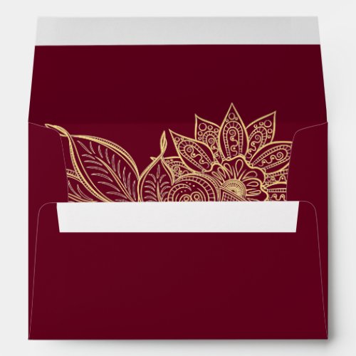 Gold Burgundy Mehendi Henna Indian Wedding Envelope
