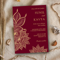 Gold Burgundy Mehendi Henna Indian Wedding