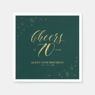 Gold & Burgundy Modern Cheers 70th Birthday Party Napkins
