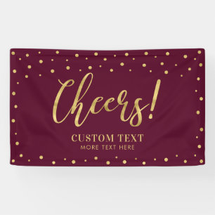 Gold & Burgundy Modern Cheers All Occasions Party Banner