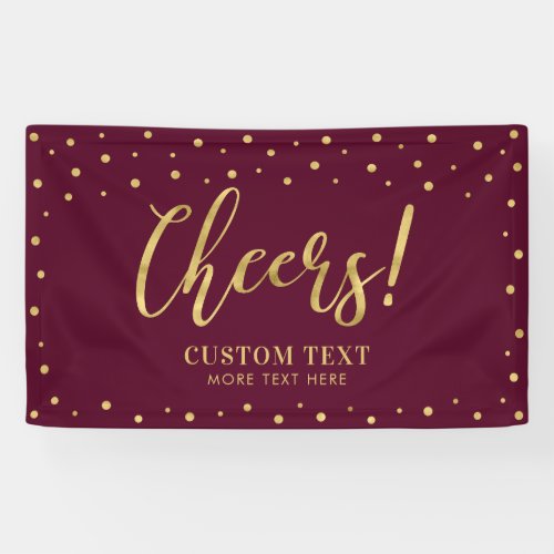 Gold  Burgundy Modern Cheers All Occasions Party Banner