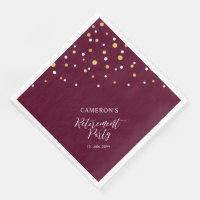 Gold & Burgundy Red Chic Confetti Retirement Party