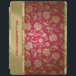 Gold & Burgundy Red Floral Damasks iPad Smart Cover<br><div class="desc">Elegant monogram gold and burgundy red floral damasks with metallic gold accents.</div>