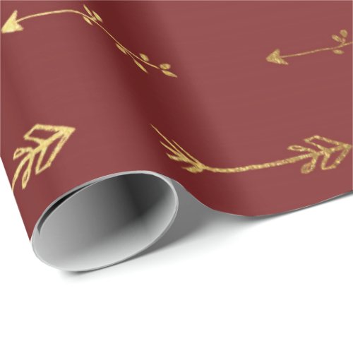 Gold Burgundy Red Wine Metallic Arrows Black Wrapping Paper
