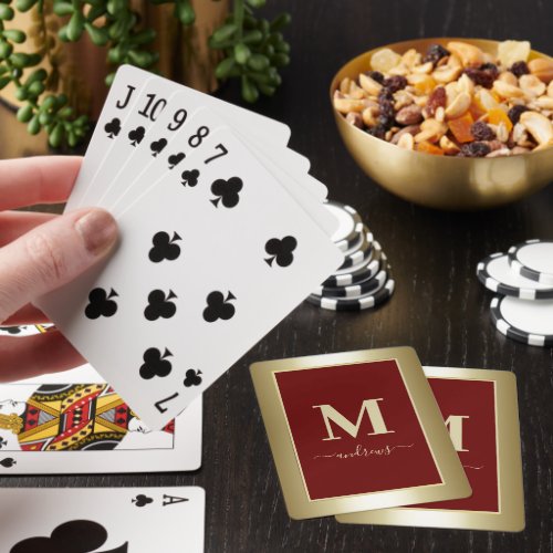 Gold Burgundy Signature Name  Playing Cards