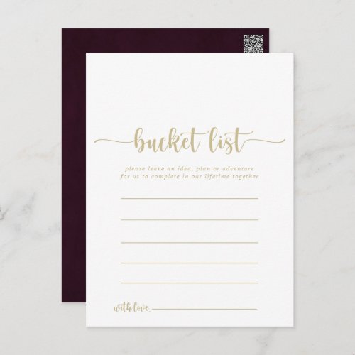 Gold Burgundy Simple Bucket List Cards