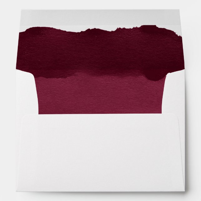 Gold burgundy watercolor ombre stripes envelope (Back (Bottom))