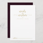 Gold Burgundy Wedding Words of Wisdom  Advice Card<br><div class="desc">This gold burgundy wedding words of wisdom advice card is perfect for a rustic wedding. The simple and elegant design features a gold classic and fancy script typography in a white and maroon background. These cards are perfect for a wedding, bridal shower, baby shower, graduation party & more. Personalize the...</div>