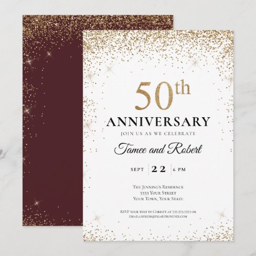 Gold Burgundy White 50th Wedding Anniversary 