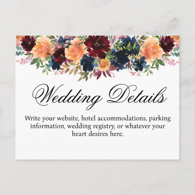 Gold Burgundy Wine Navy Blue Details Enclosure  Postcard (Front)