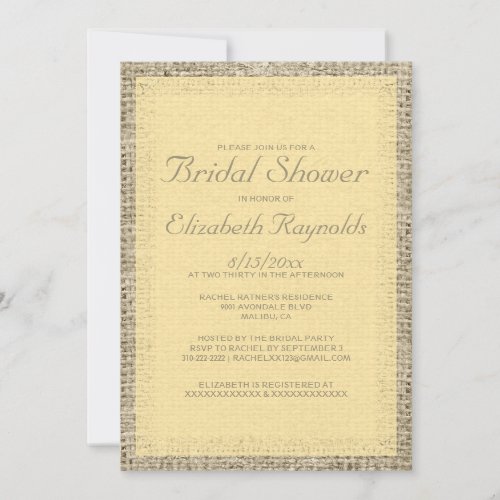 Gold Burlap Bridal Shower Invitations