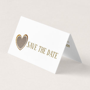 Gold Burlap Heart, Photo Save The Date Card