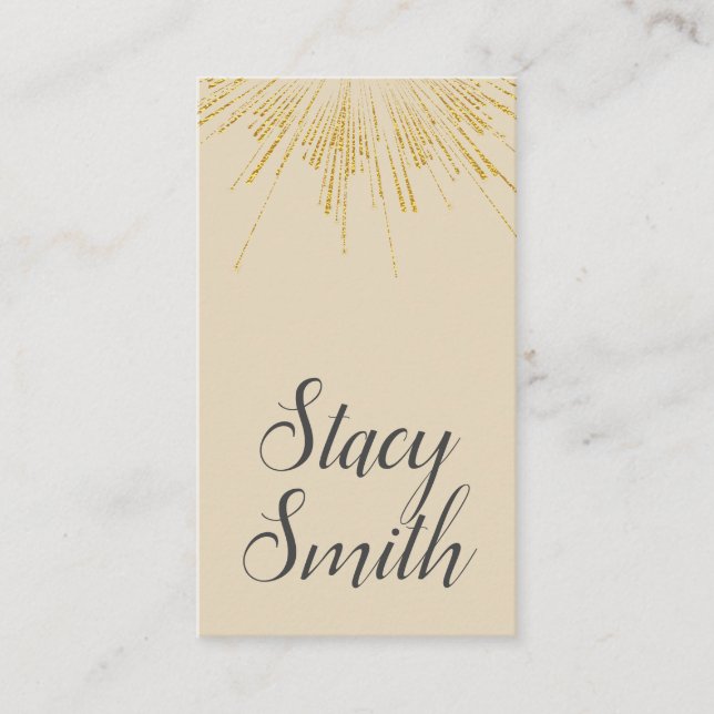 Gold Burst | Beige / Gray Business Card (Front)