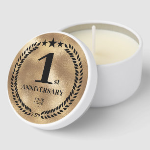 Gold Business 1st Anniversary Gift Employee Client Mini Candle Favors