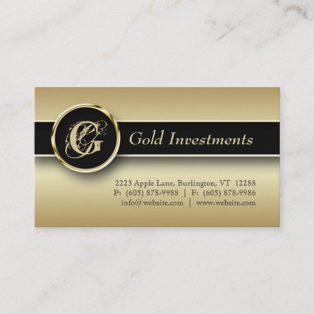 Gold Business Card Professional Modern Black (Front)