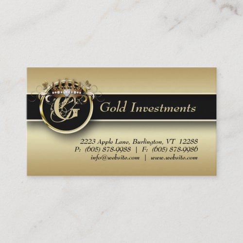 Gold Business Card Professional Modern Crown
