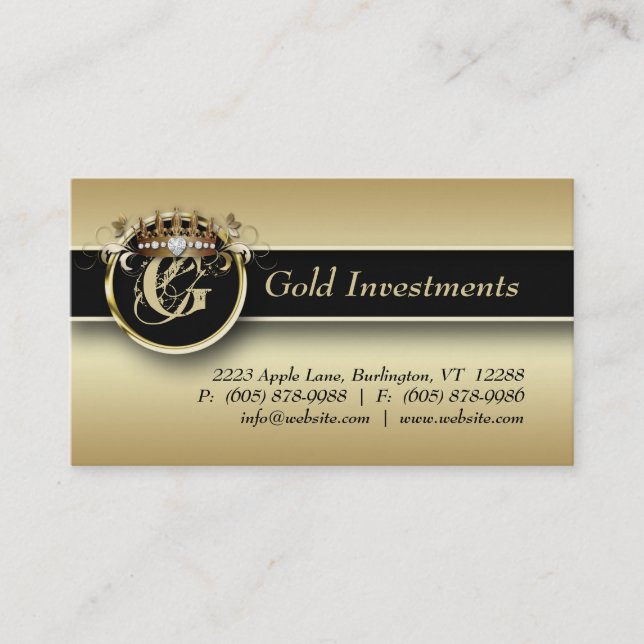 Gold Business Card Professional Modern Crown (Front)