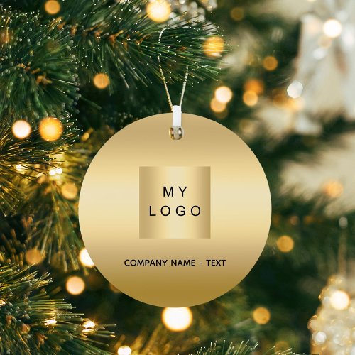Gold business company logo Christmas Metal Ornament