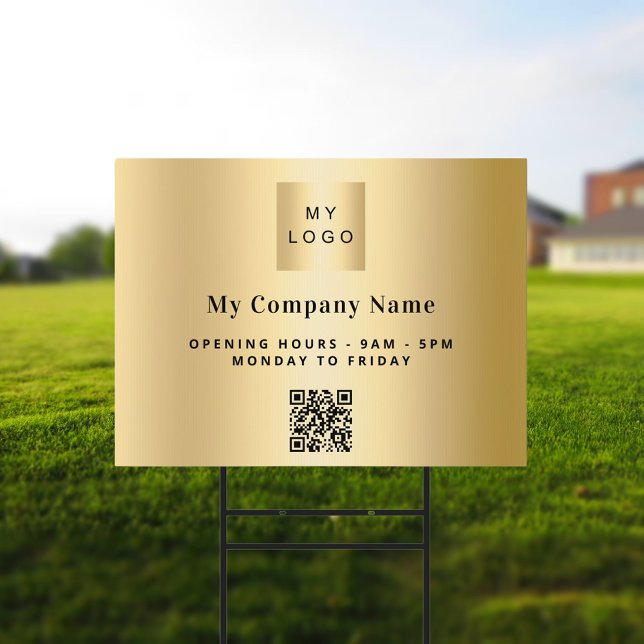 Gold business company logo QR code Sign (Creator Uploaded)