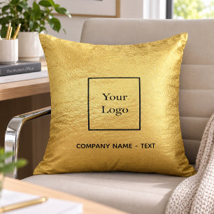 Gold business company logo throw pillow
