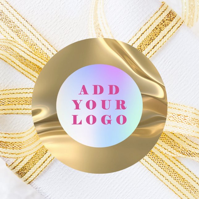 Gold business logo classic round sticker (Creator Uploaded)
