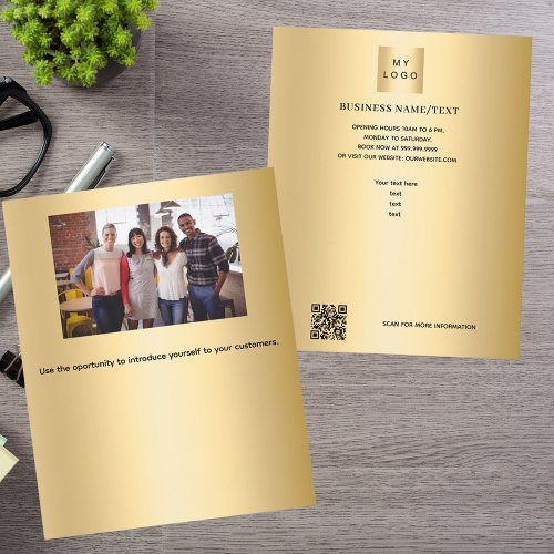 Gold business logo photo qr code flyer