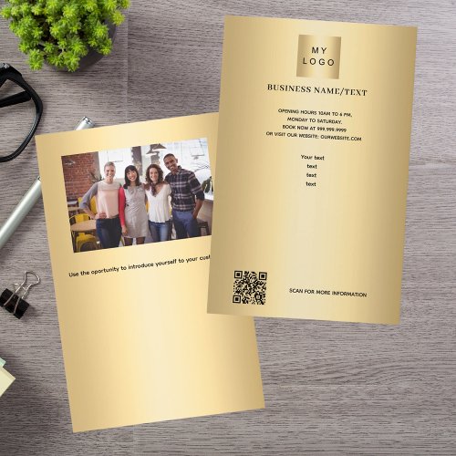 Gold business logo photo qr code flyer