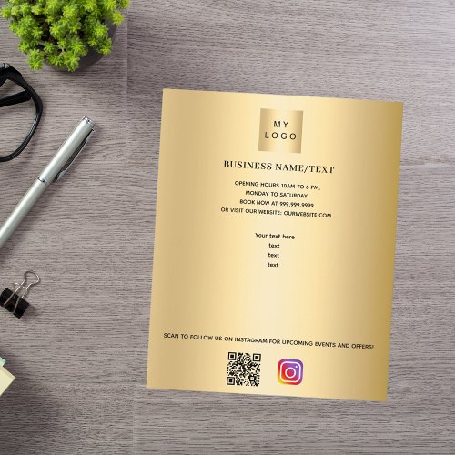 Gold business logo photo qr code instagram flyer