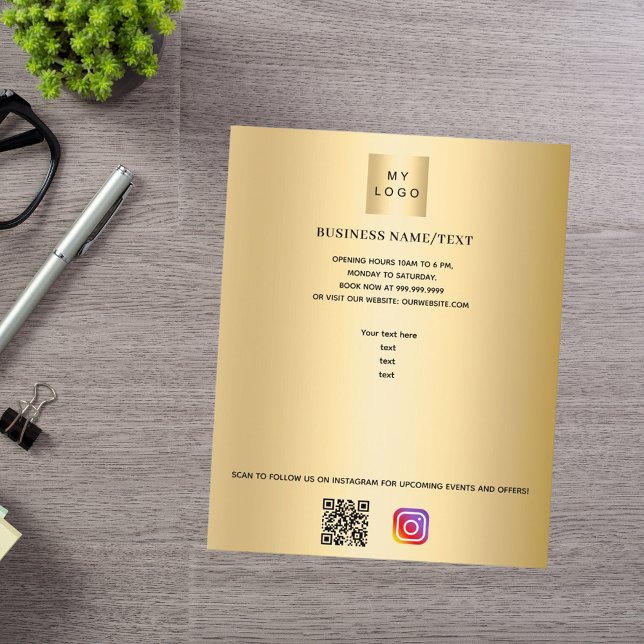 Gold business logo photo qr code instagram flyer (Creator Uploaded)