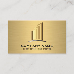 Gold Business Logo Real Estate Buildings Card