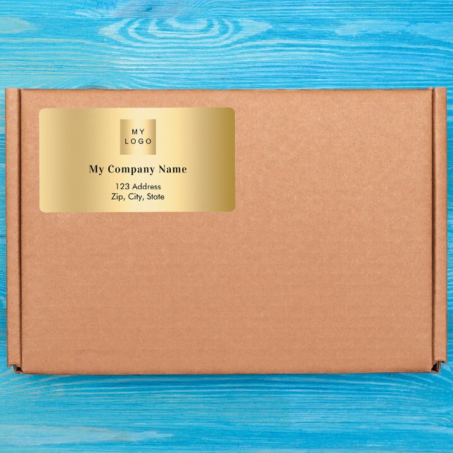 Gold business logo return address shipping label (Creator Uploaded)