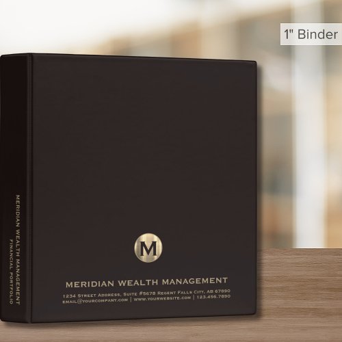 Gold Business Monogram Financial Planning Binder