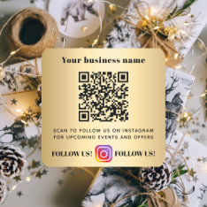 Gold Business Name Qr Code Instagram Square Sticker at Zazzle