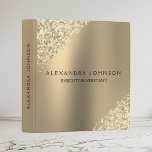 Gold Business Professional Sparkle Glitter 3 Ring Binder<br><div class="desc">Gold Glitter Faux Sparkle Glitter Metallic Foil Minimalist Business Binder with black lettered typography for the monogram. The Girly Business Supplies can be customized with your name. Please contact the designer for customized matching items.</div>