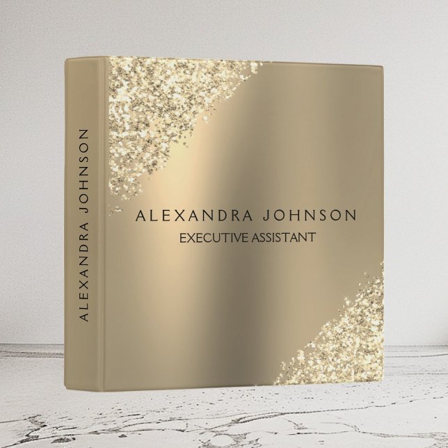 Gold Business Professional Sparkle Glitter 3 Ring Binder (Creator Uploaded)
