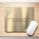 Gold Business Professional Sparkle Glitter Mouse Pad<br><div class="desc">Gold Glitter Faux Sparkle Glitter Metallic Foil Minimalist Business Mouse Pad with black lettered typography for the monogram. The Girly Business Supplies can be customized with your name. Please contact the designer for customized matching items.</div>